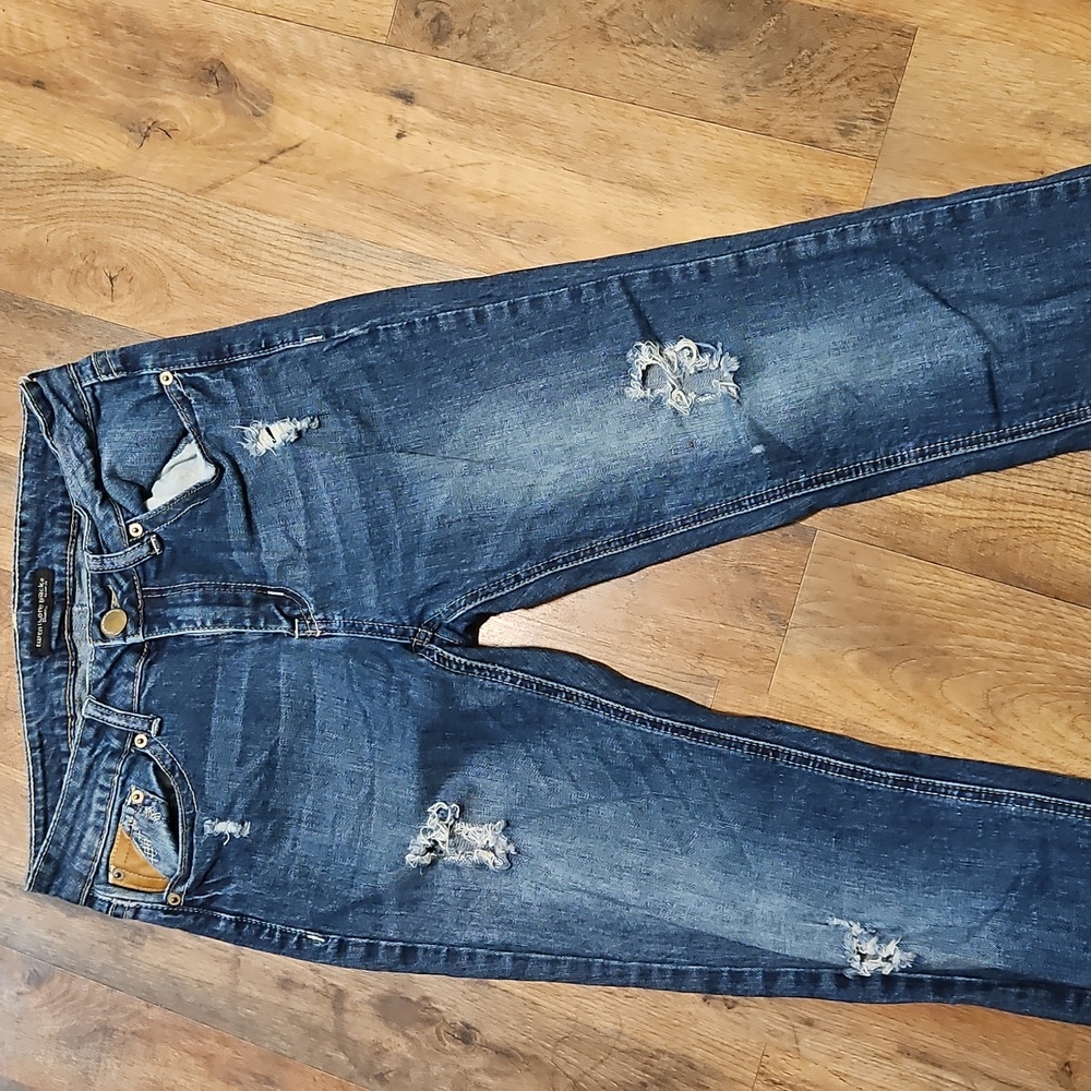 👖RUE 21 "Twenty One Black" Blue Skinny Jeans with Distressed Details - Picture 2 of 8
